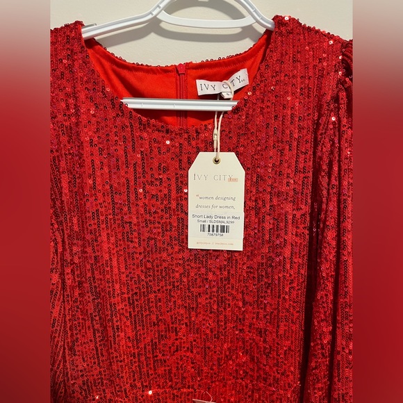 NWT Ivy City Co Sequin Red Holiday Dress Small - Picture 8 of 11